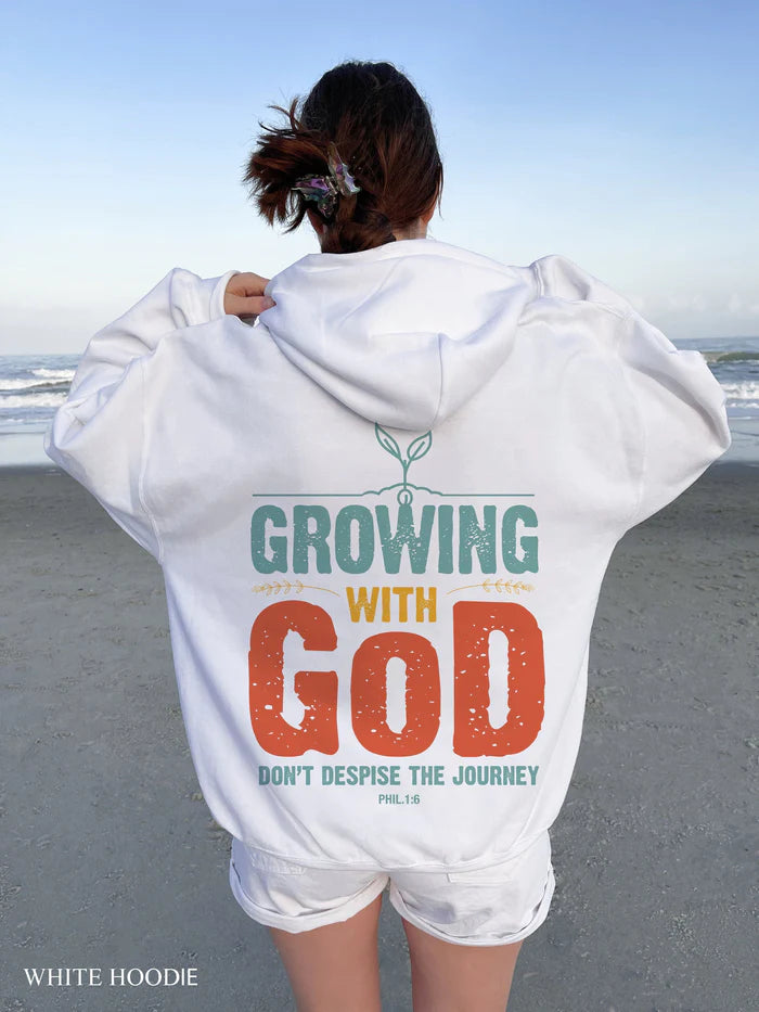 Growing With God Aesthetic Christianity Women's Religious Hoodie