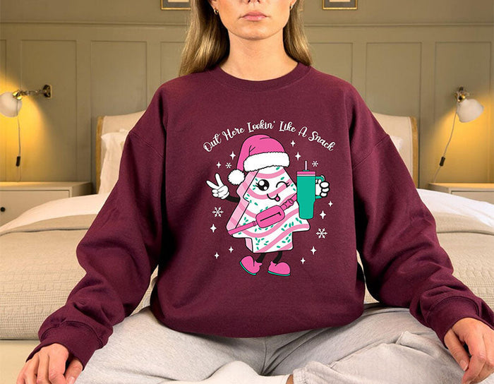 Out Here Looking Like A Snack Cake Pullover Christmas Tree Sweatshirt