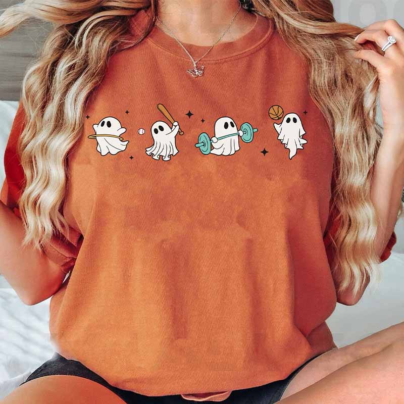 Cute Halloween Ghost Doing Sport Comfort Colors T-shirt