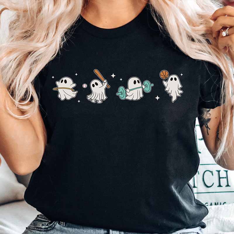 Cute Halloween Ghost Doing Sport Comfort Colors T-shirt