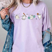Cute Halloween Ghost Doing Sport Comfort Colors T-shirt