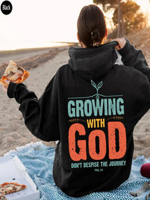 Growing With God Aesthetic Christianity Women's Religious Hoodie