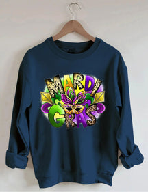Happy Carnival Mask Print Sweatshirt