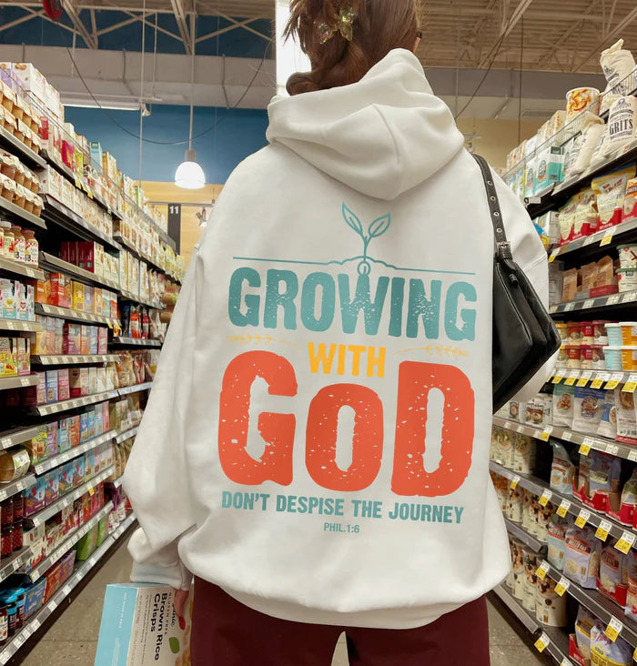 Growing With God Aesthetic Christianity Women's Religious Hoodie