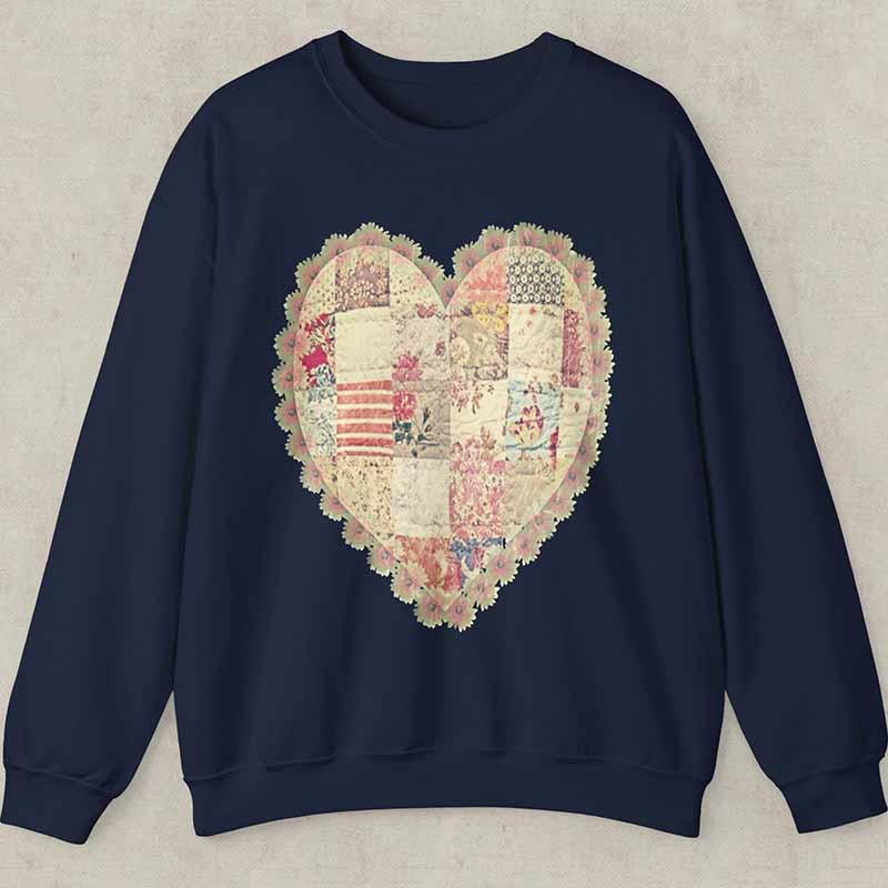 Quilt Heart Printed Sweatshirt