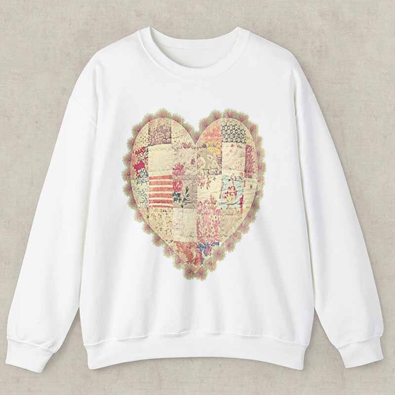Quilt Heart Printed Sweatshirt
