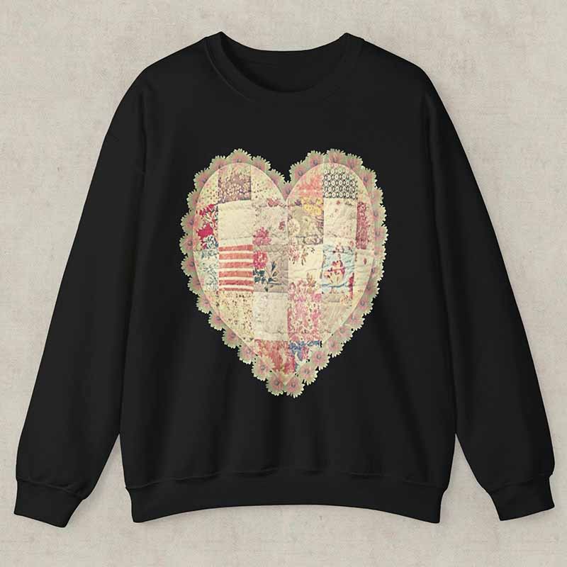 Quilt Heart Printed Sweatshirt