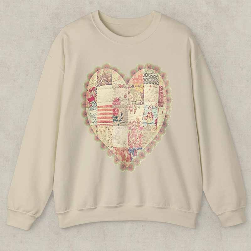 Quilt Heart Printed Sweatshirt