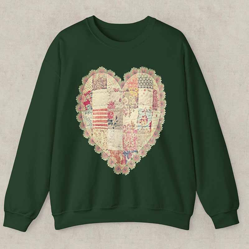 Quilt Heart Printed Sweatshirt