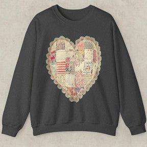Quilt Heart Printed Sweatshirt