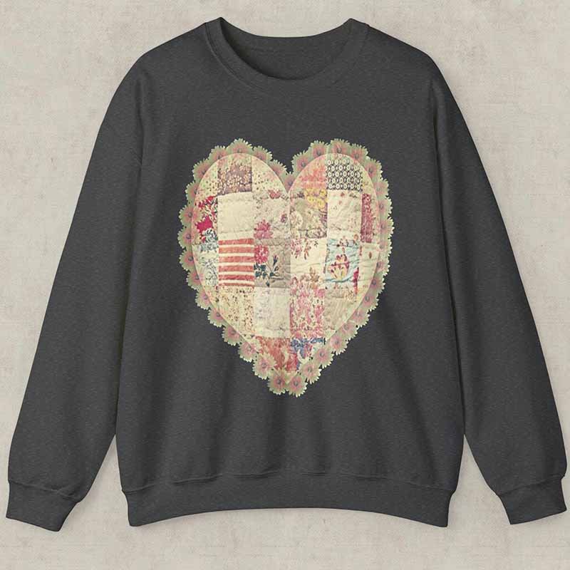 Quilt Heart Printed Sweatshirt
