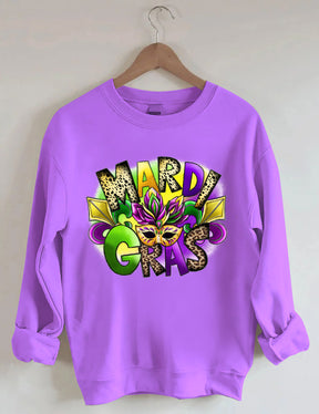 Happy Carnival Mask Print Sweatshirt