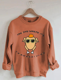Glasses Turkey Print Thanksgiving Sweatshirt