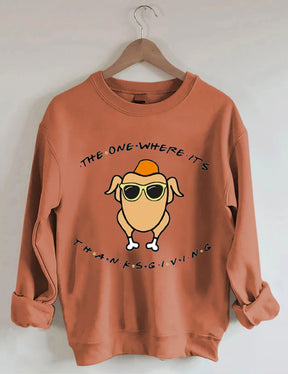 Glasses Turkey Print Thanksgiving Sweatshirt