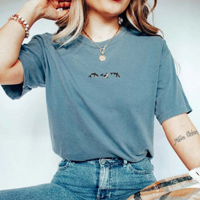 Embroidered Trio of Orcas  Whale T-Shirt