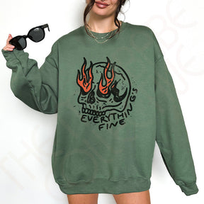 Everything is Fine Crewneck Graphic Sweatshirt