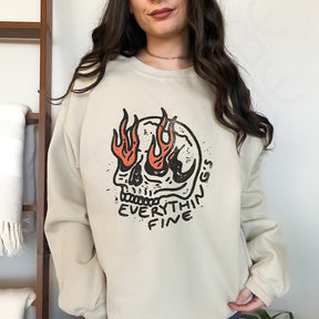 Everything is Fine Crewneck Graphic Sweatshirt