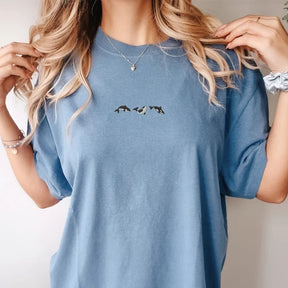 Embroidered Trio of Orcas  Whale T-Shirt