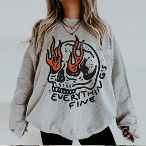 Everything is Fine Crewneck Graphic Sweatshirt