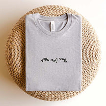 Embroidered Trio of Orcas  Whale T-Shirt