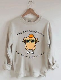 Glasses Turkey Print Thanksgiving Sweatshirt
