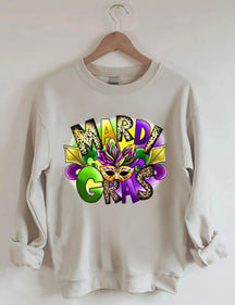 Happy Carnival Mask Print Sweatshirt