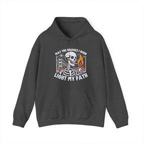 Burning Man Bridges Sarcastic Skeleton Unisex Heavy Hoodie