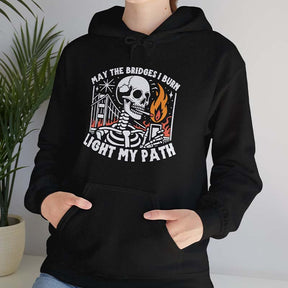 Burning Man Bridges Sarcastic Skeleton Unisex Heavy Hoodie