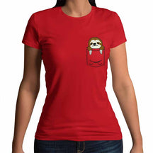 Sloth In Printed Pocket Mini Cute Funny T-Shirt