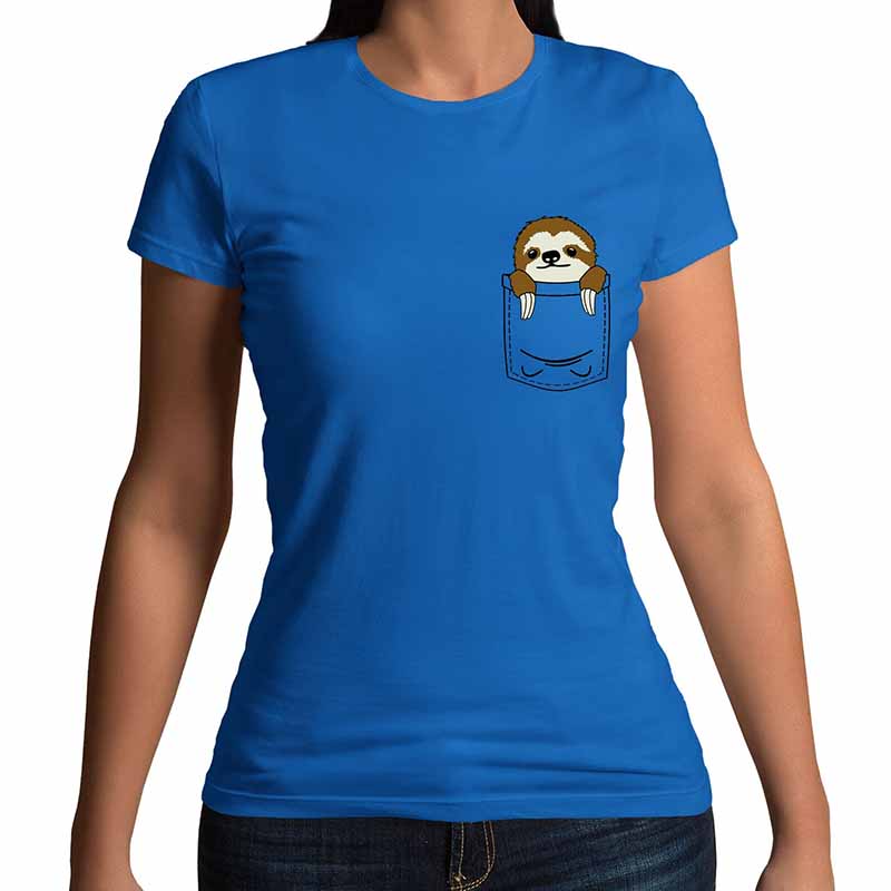 Sloth In Printed Pocket Mini Cute Funny T-Shirt