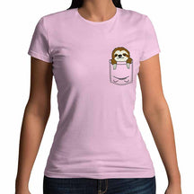 Sloth In Printed Pocket Mini Cute Funny T-Shirt