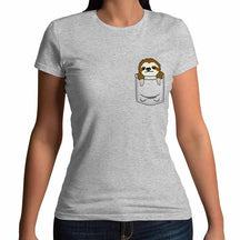 Sloth In Printed Pocket Mini Cute Funny T-Shirt