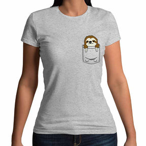 Sloth In Printed Pocket Mini Cute Funny T-Shirt
