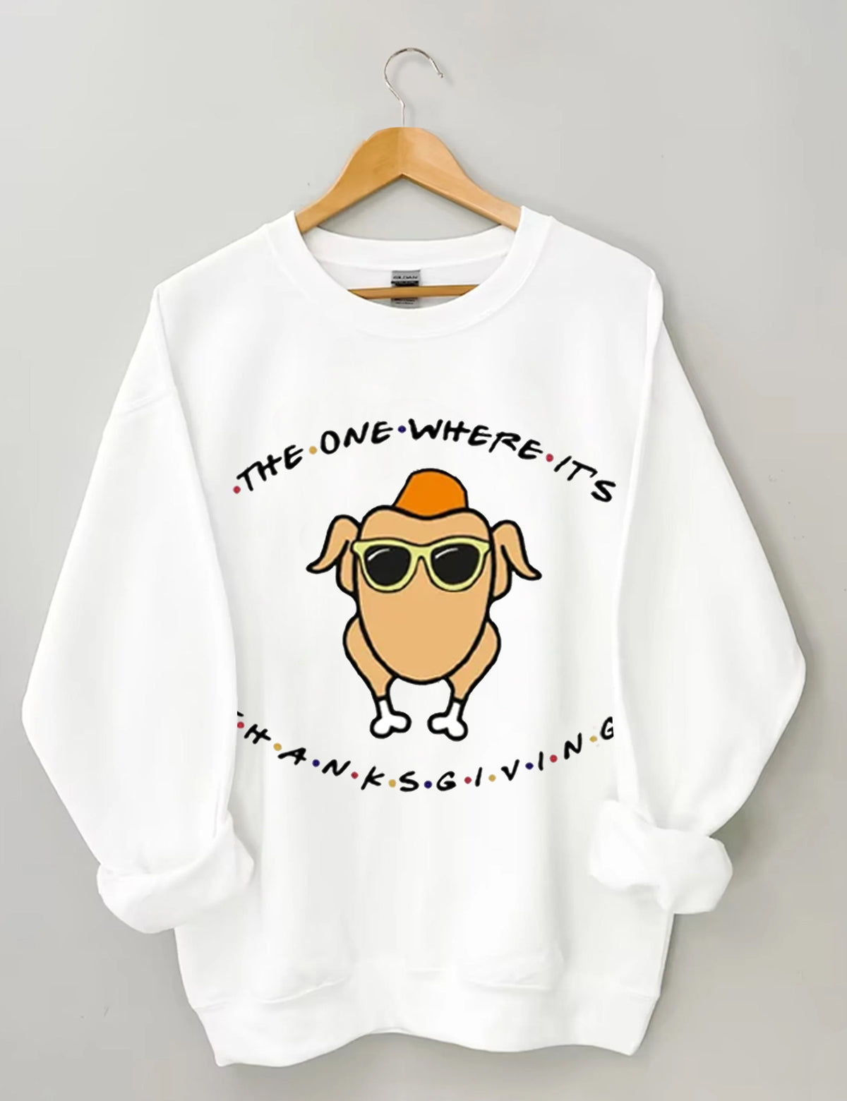 Glasses Turkey Print Thanksgiving Sweatshirt