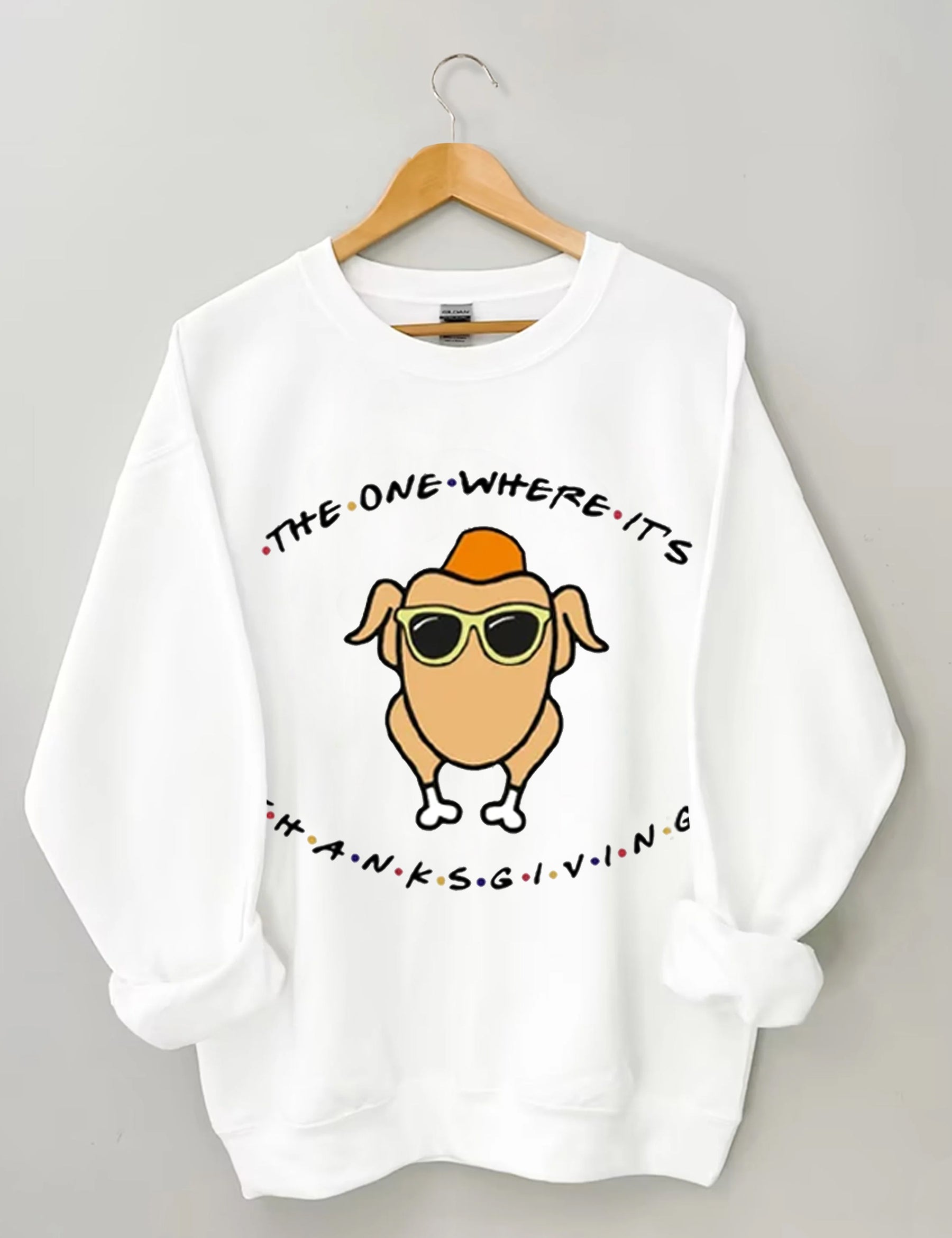 Glasses Turkey Print Thanksgiving Sweatshirt