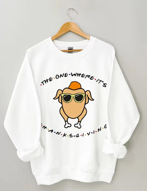 Glasses Turkey Print Thanksgiving Sweatshirt