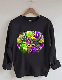 Happy Carnival Mask Print Sweatshirt