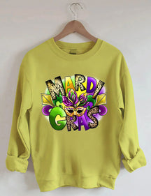 Happy Carnival Mask Print Sweatshirt
