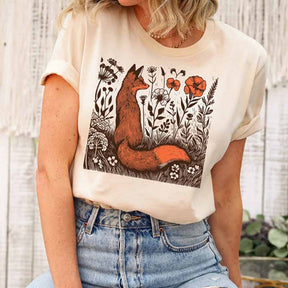Animal Fox In A Meadow T-Shirt