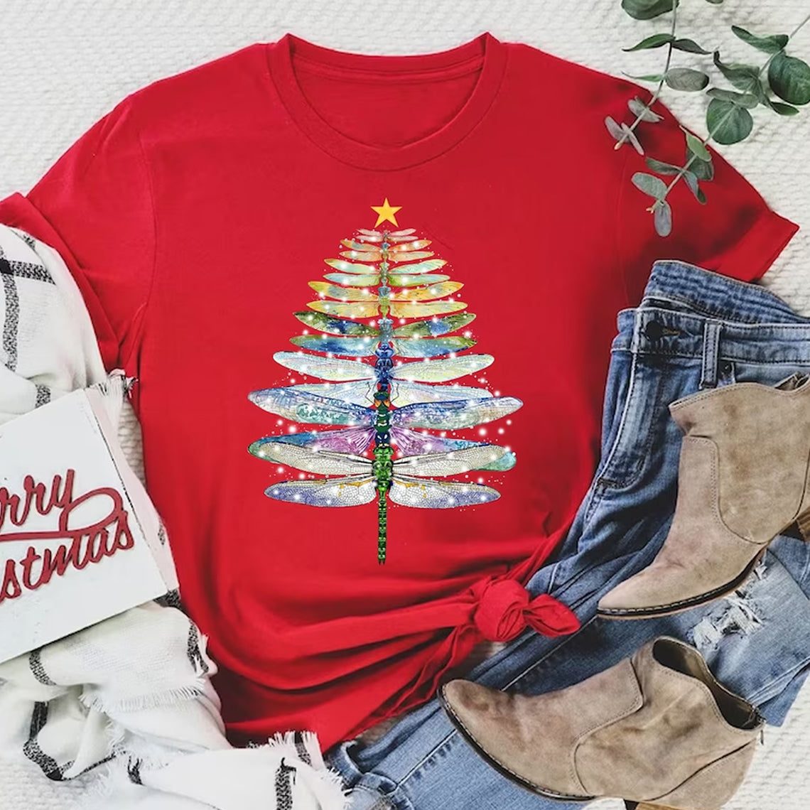 Dragonfly Christmas Light T-Shirt