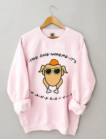 Glasses Turkey Print Thanksgiving Sweatshirt