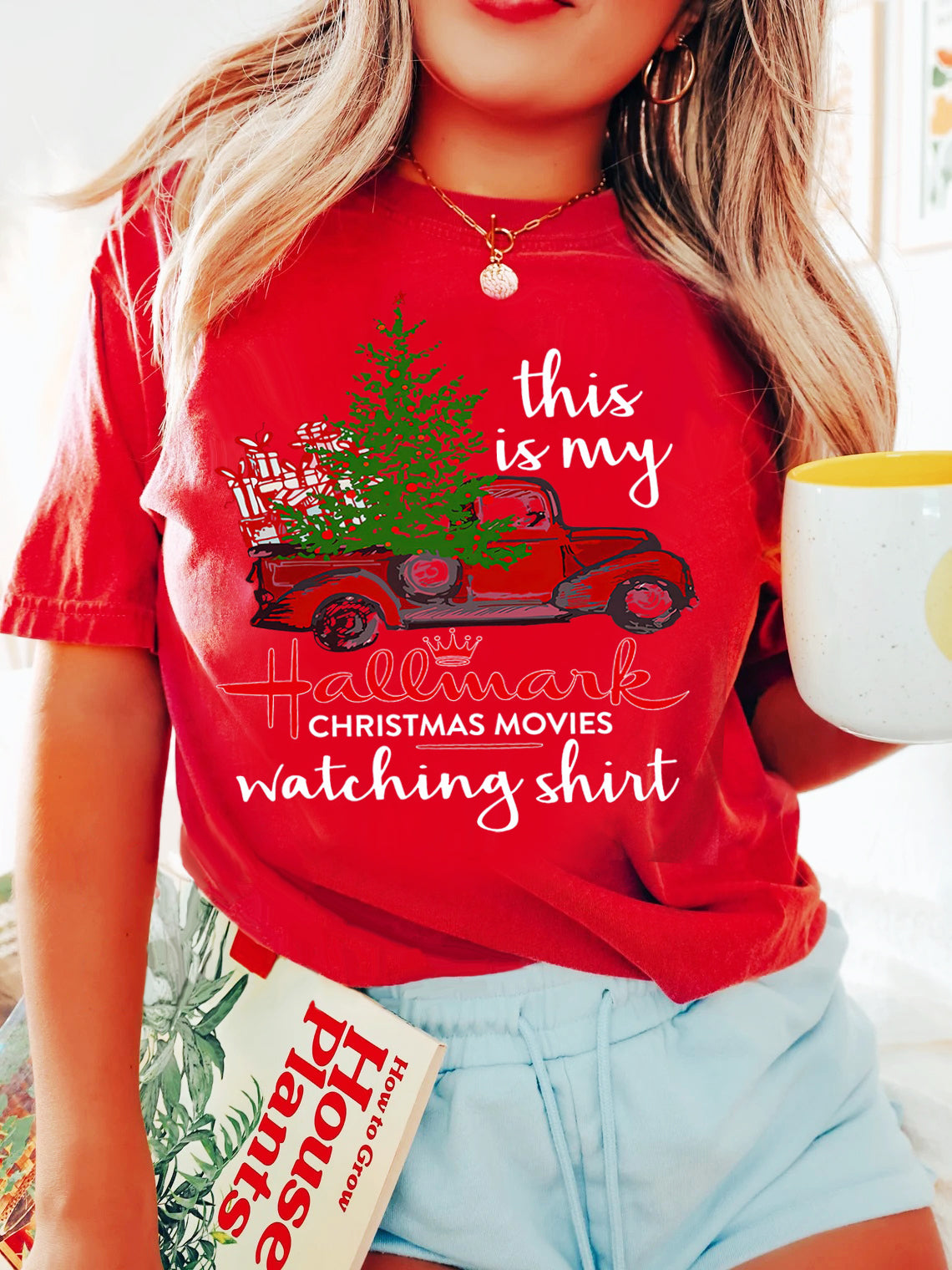 Red Car Print Christmas T-shirt