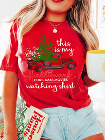 Red Car Print Christmas T-shirt