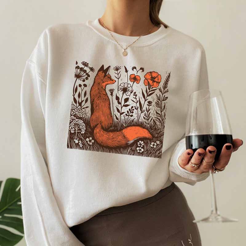 Cute Animal  Flower Fox Sweatshirt