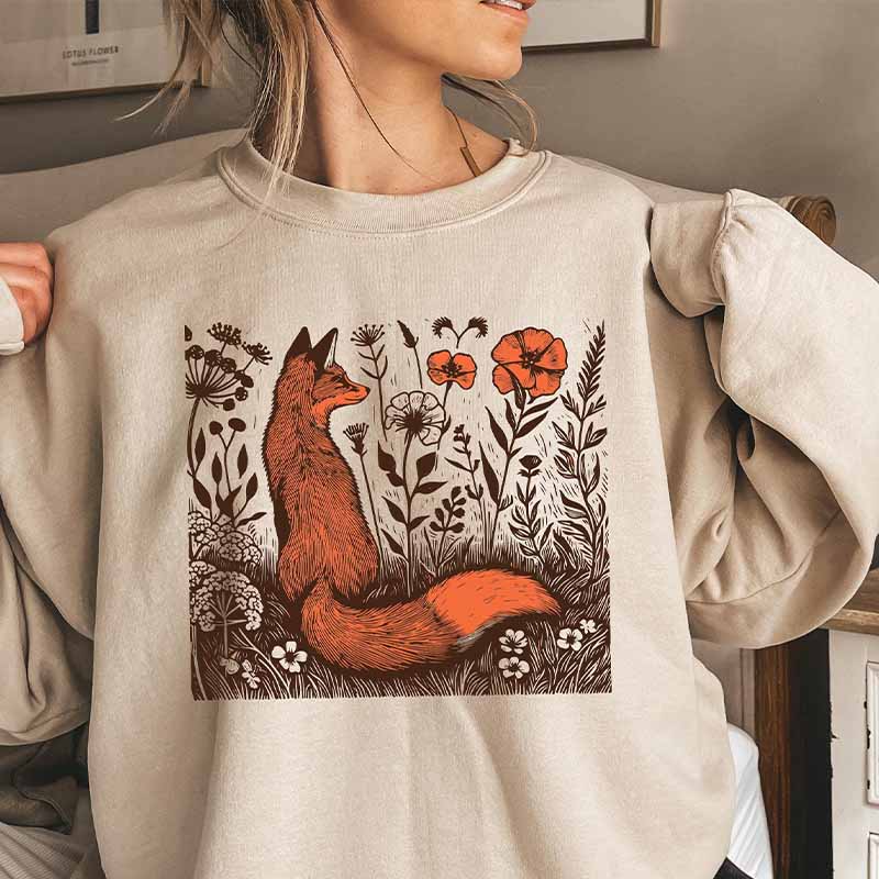 Cute Animal  Flower Fox Sweatshirt