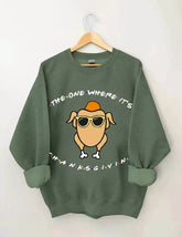 Glasses Turkey Print Thanksgiving Sweatshirt