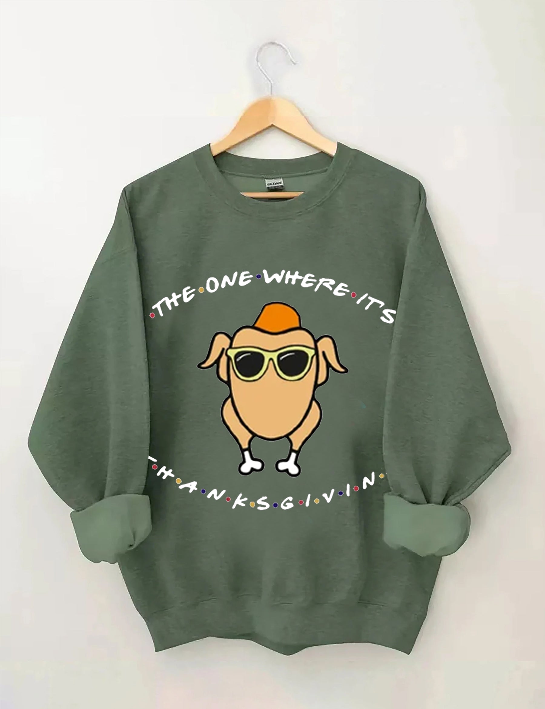Glasses Turkey Print Thanksgiving Sweatshirt