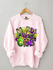 Happy Carnival Mask Print Sweatshirt