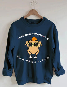 Glasses Turkey Print Thanksgiving Sweatshirt