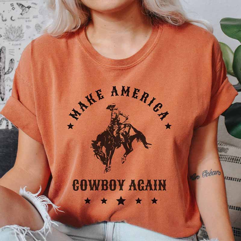 Leopard Print Cow Skull Cowgirl T-Shirt